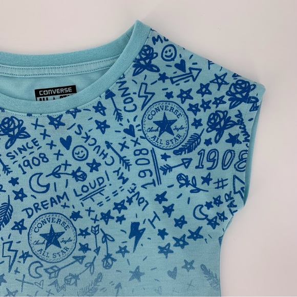 Converse All-Star Girls' Cap Sleeve Asymmetrical Pointed Hem Tee, Medium (10-12) - Picture 8 of 14